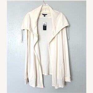 Lauren Ralph Lauren Yarice Pale Cream Open Front Draped Collar Cardigan Size XL